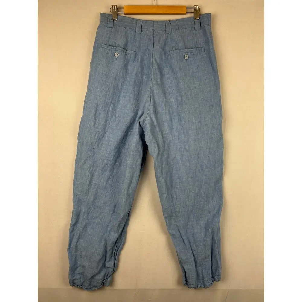 Lorenzino Blue Linen Dress Pant Trousers Light Blue Men's Size 38 or US 33x29